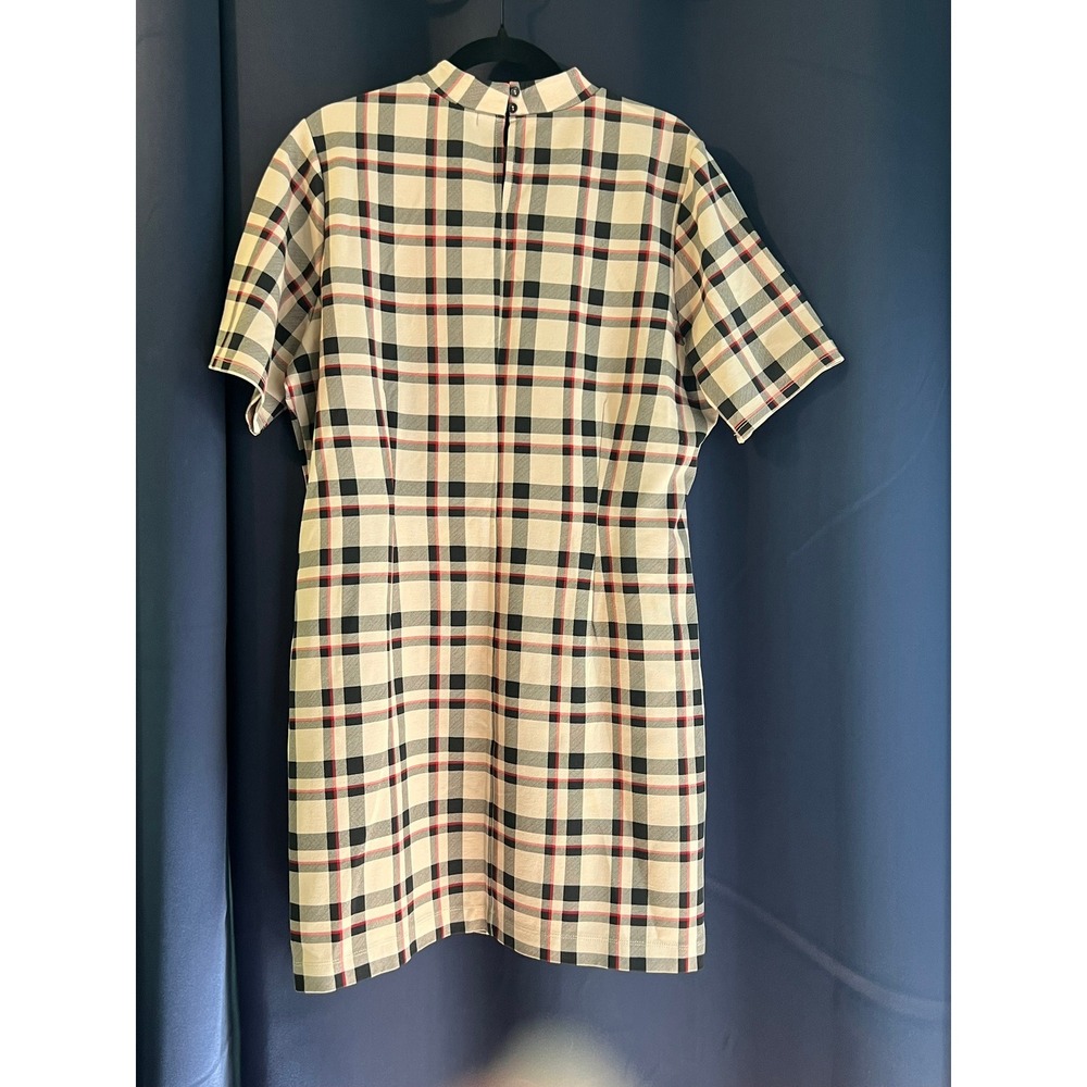 Sanctuary Womens Plaid Mock Neck Shift Dress Beige Black Red Short Sleeve 1X - Picture 2 of 7